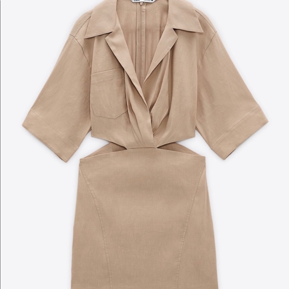 ZARA TAN CUTOUT DRESS BRAND NEW - Picture 7 of 15